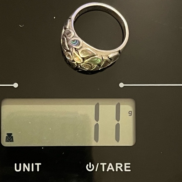 Vintage Sterling Silver and Abalone Paisley Inlay Statement Ring Size 10.5 - Picture 13 of 16